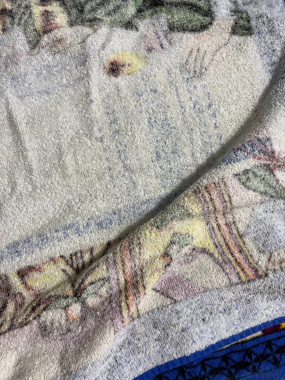 Religious Themed Blue and Multicolor Beach Towel